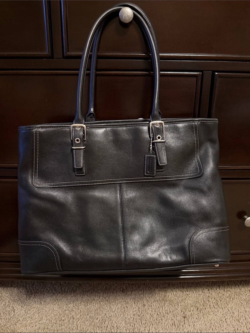Coach Black Leather Shoulder Tote